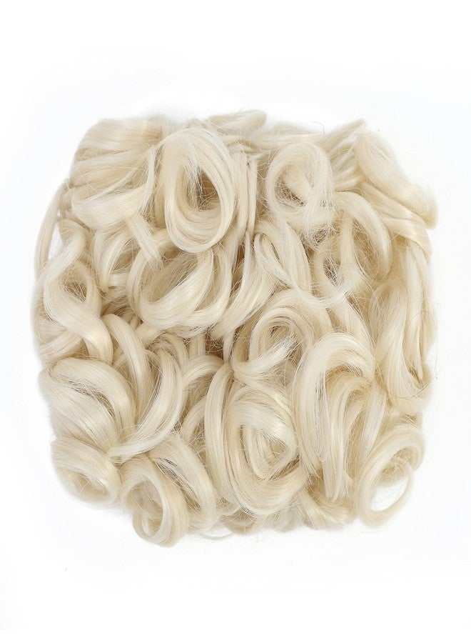 SWACC Short Messy Curly Dish Hair Bun Extension Easy Stretch hair Combs Clip in Ponytail Extension Scrunchie Chignon Tray Ponytail Hairpieces (Platinum Blonde-60#) - Image 2
